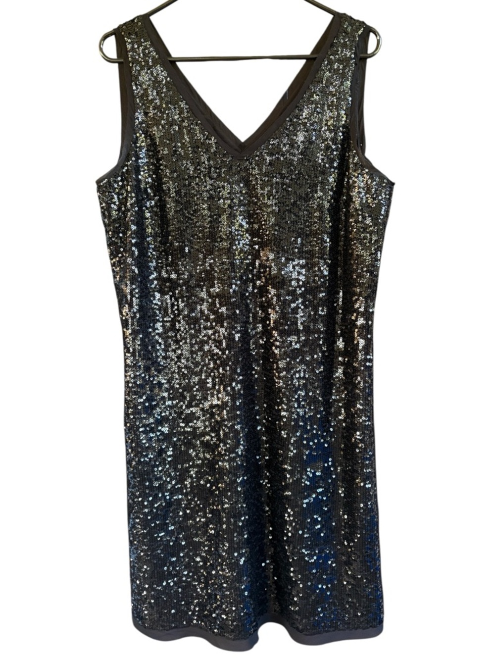 NWOT Talbots Sequined Sleeveless V Neck Dress Size 14